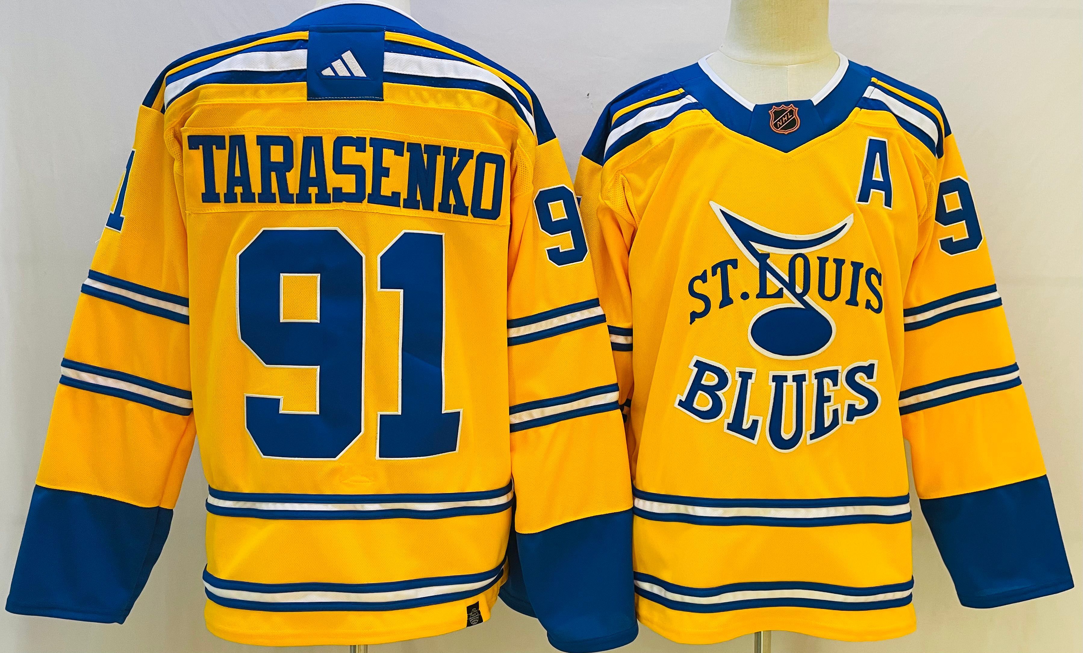 Men St.Louis Blues #91 Tarasenko Yellow Throwback 2022 Adidas NHL Jersey->minnesota wild->NHL Jersey